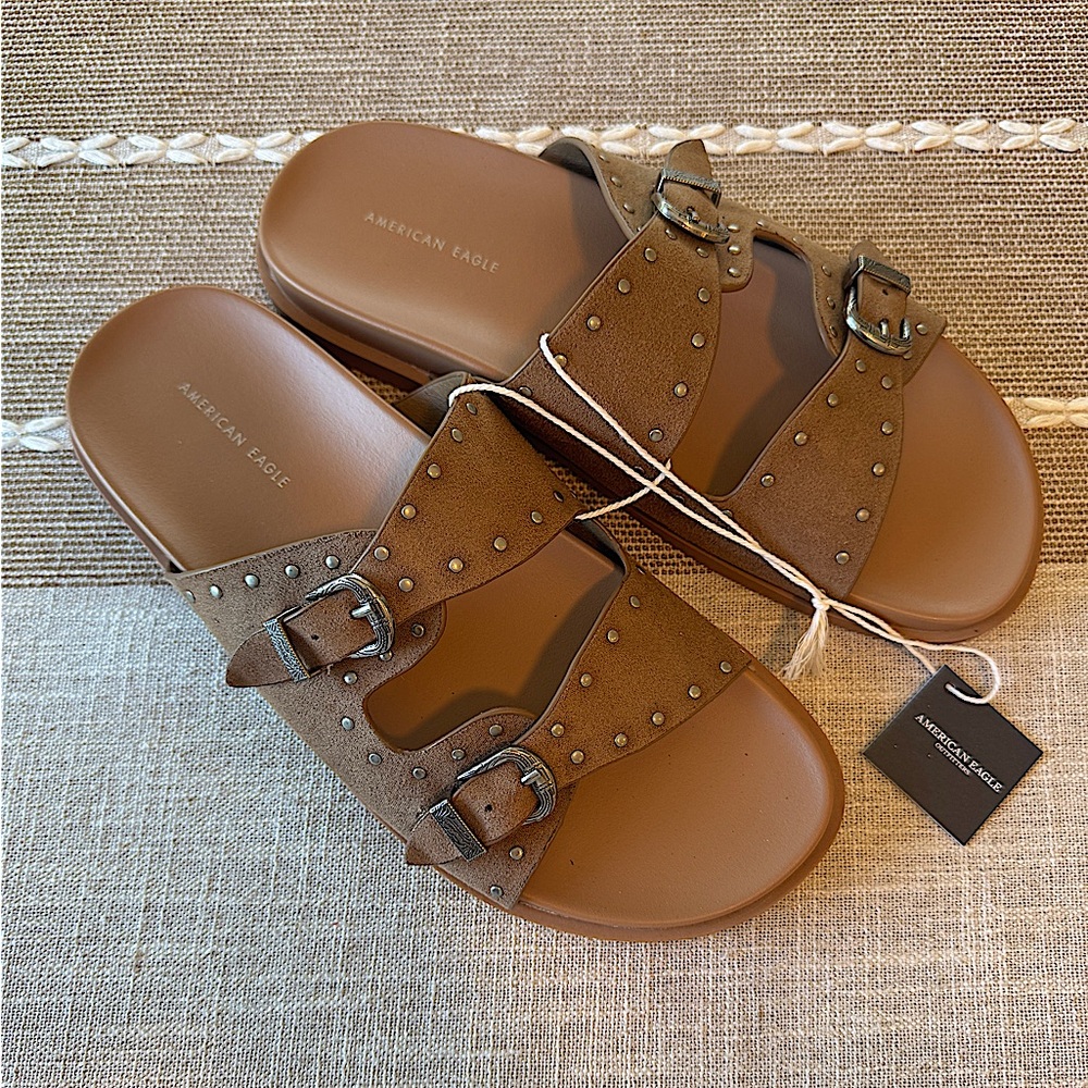 American Eagle AE Studded Western Boho Slide Sandals Women’s Size 8